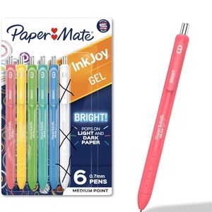 Paper Mate InkJoy Bright Gel Pens, Medium Point (0.7mm), Retractable- set of 5